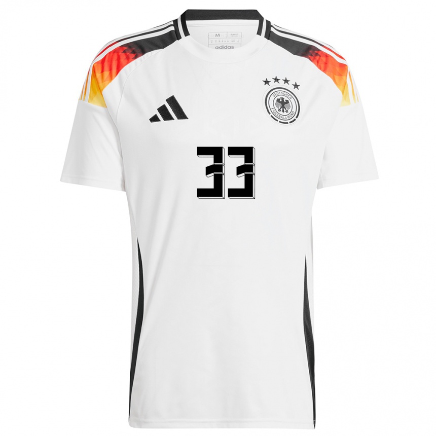 Herren Fußball Deutschland Fabienne Dongus #33 Weiß Heimtrikot Trikot 24-26 T-Shirt Luxemburg