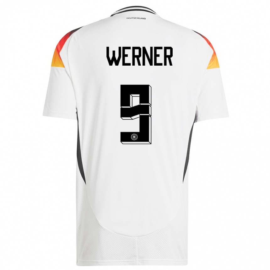 Herren Fußball Deutschland Timo Werner #9 Weiß Heimtrikot Trikot 24-26 T-Shirt Luxemburg