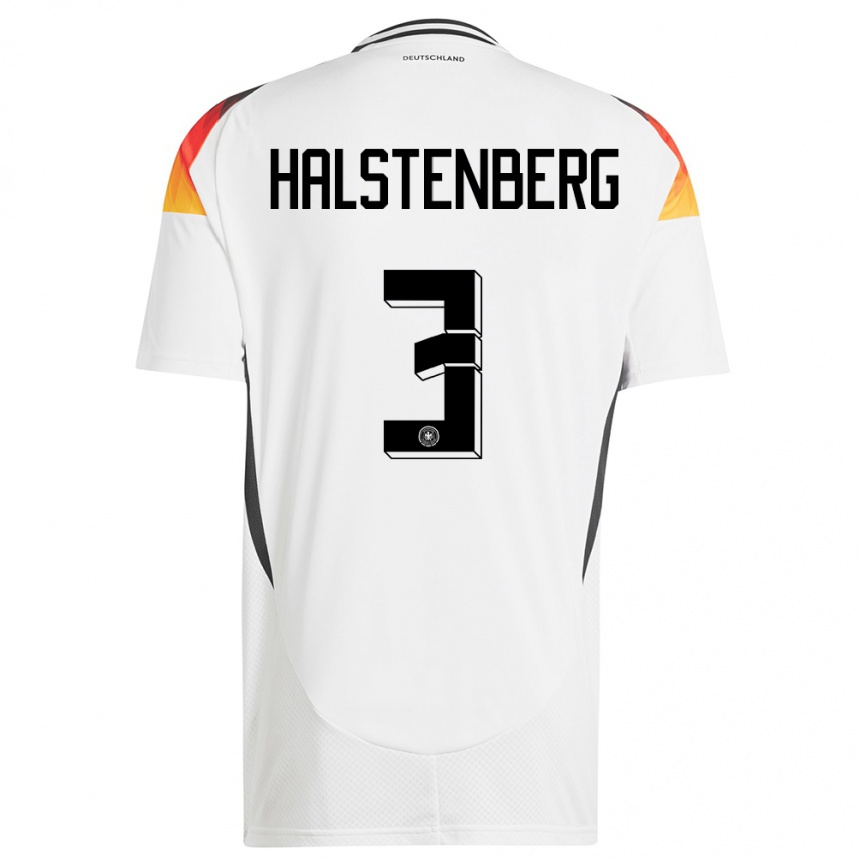 Herren Fußball Deutschland Marcel Halstenberg #3 Weiß Heimtrikot Trikot 24-26 T-Shirt Luxemburg
