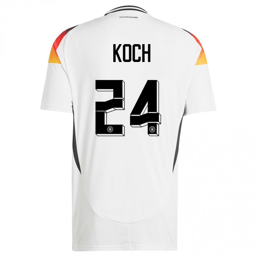 Herren Fußball Deutschland Robin Koch #24 Weiß Heimtrikot Trikot 24-26 T-Shirt Luxemburg
