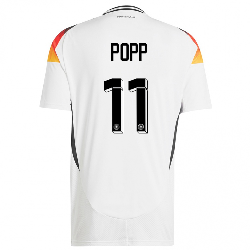 Herren Fußball Deutschland Alexandra Popp #11 Weiß Heimtrikot Trikot 24-26 T-Shirt Luxemburg