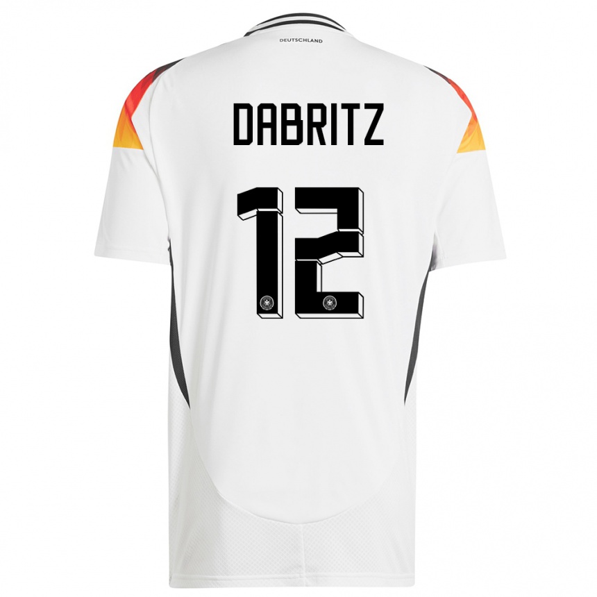Herren Fußball Deutschland Sara Dabritz #12 Weiß Heimtrikot Trikot 24-26 T-Shirt Luxemburg