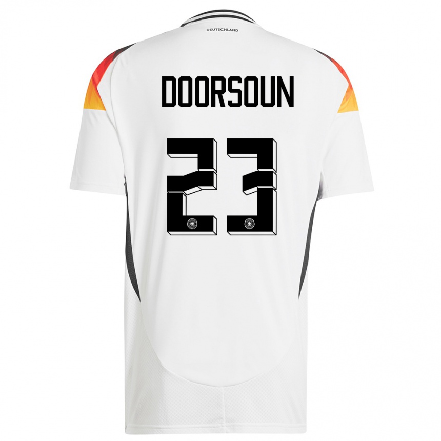 Herren Fußball Deutschland Sara Doorsoun #23 Weiß Heimtrikot Trikot 24-26 T-Shirt Luxemburg