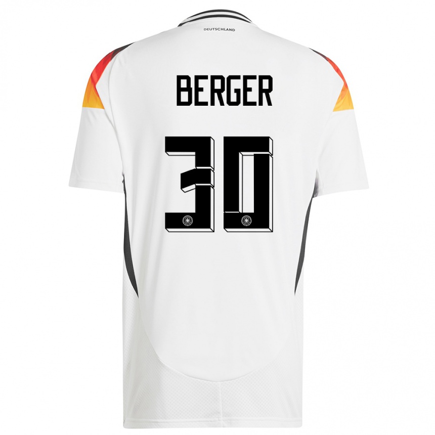 Herren Fußball Deutschland Ann Katrin Berger #30 Weiß Heimtrikot Trikot 24-26 T-Shirt Luxemburg