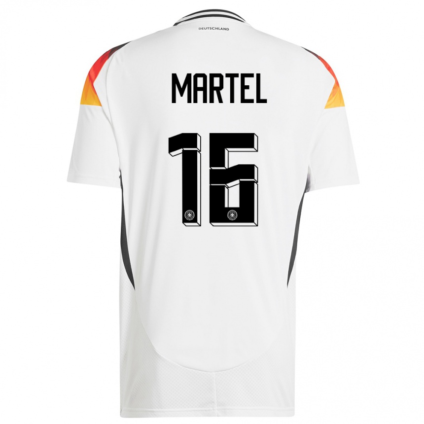 Herren Fußball Deutschland Eric Martel #16 Weiß Heimtrikot Trikot 24-26 T-Shirt Luxemburg