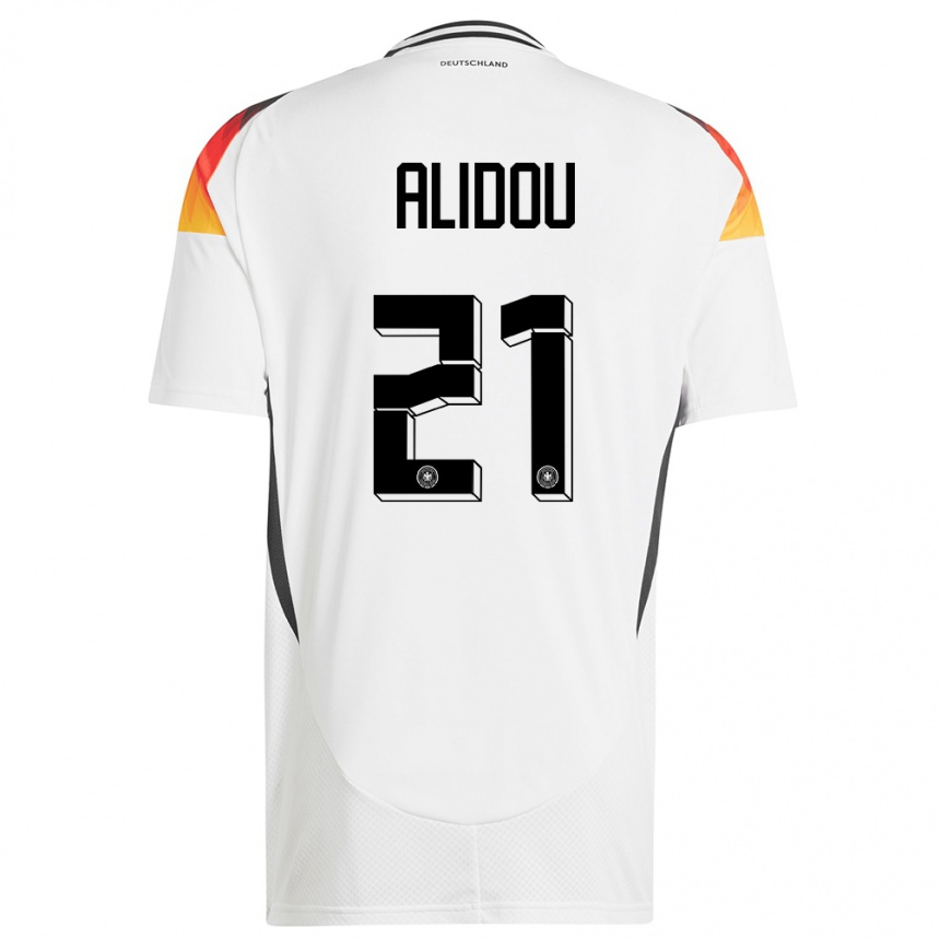 Herren Fußball Deutschland Faride Alidou #21 Weiß Heimtrikot Trikot 24-26 T-Shirt Luxemburg