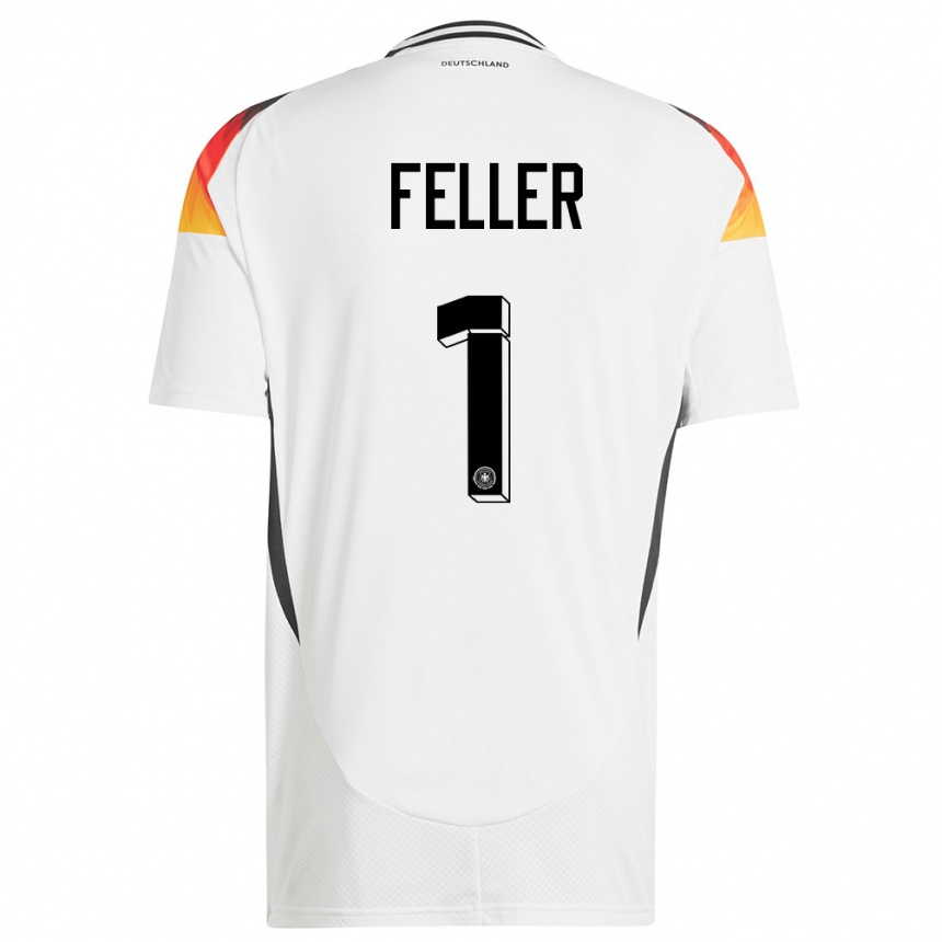 Herren Fußball Deutschland Frank Feller #1 Weiß Heimtrikot Trikot 24-26 T-Shirt Luxemburg