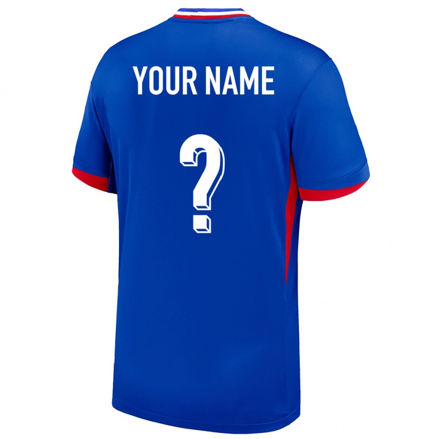 Herren Fußball Frankreich Ihren Namen #0 Blau Heimtrikot Trikot 24-26 T-Shirt Luxemburg