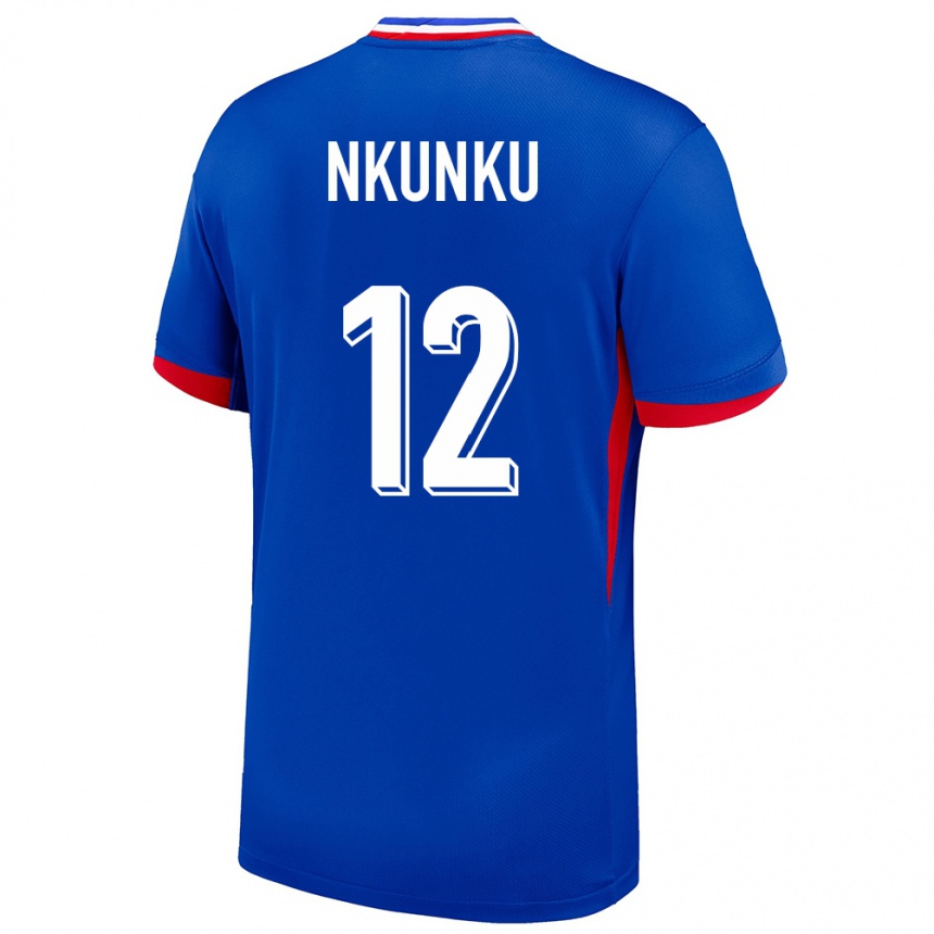 Herren Fußball Frankreich Christopher Nkunku #12 Blau Heimtrikot Trikot 24-26 T-Shirt Luxemburg