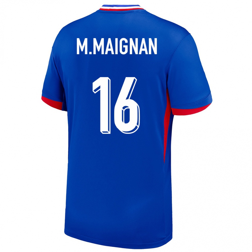 Herren Fußball Frankreich Mike Maignan #16 Blau Heimtrikot Trikot 24-26 T-Shirt Luxemburg