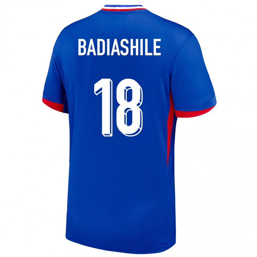 Herren Fußball Frankreich Benoit Badiashile #18 Blau Heimtrikot Trikot 24-26 T-Shirt Luxemburg