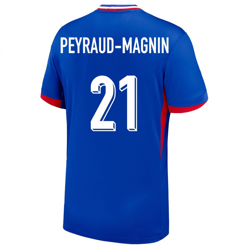 Herren Fußball Frankreich Pauline Peyraud Magnin #21 Blau Heimtrikot Trikot 24-26 T-Shirt Luxemburg