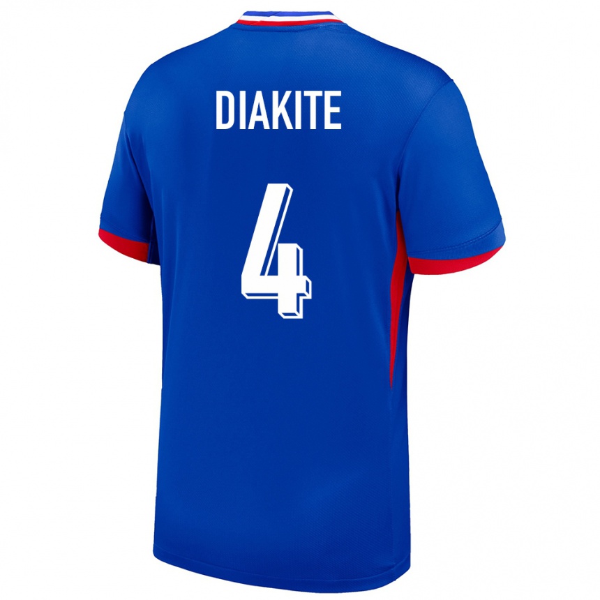 Herren Fußball Frankreich Bafode Diakite #4 Blau Heimtrikot Trikot 24-26 T-Shirt Luxemburg