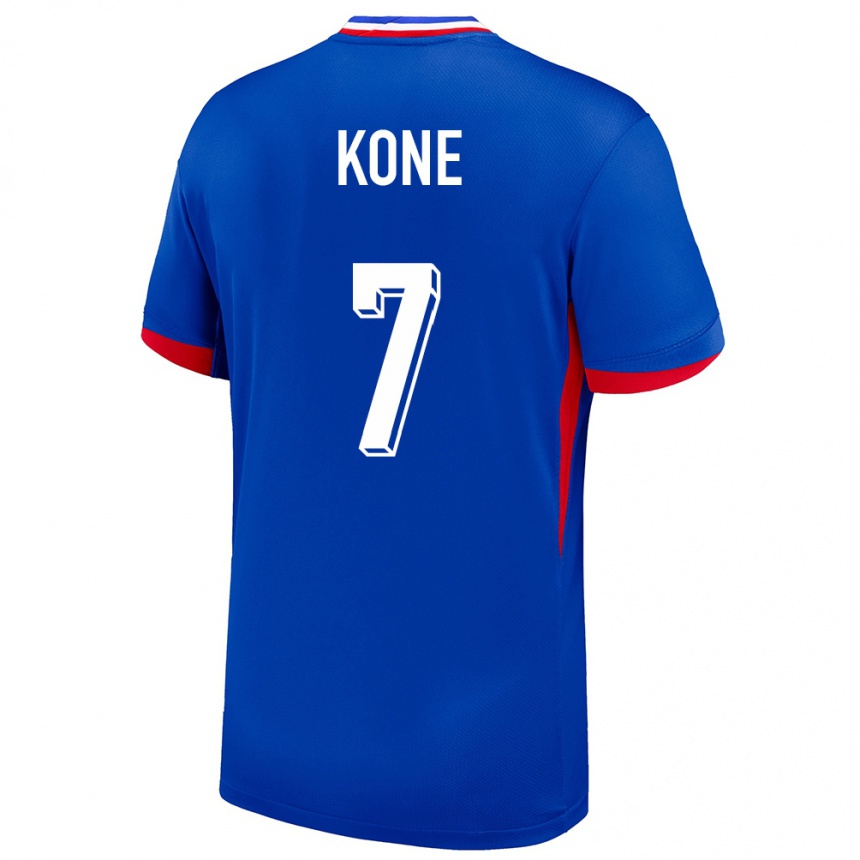 Herren Fußball Frankreich Kouadio Kone #7 Blau Heimtrikot Trikot 24-26 T-Shirt Luxemburg