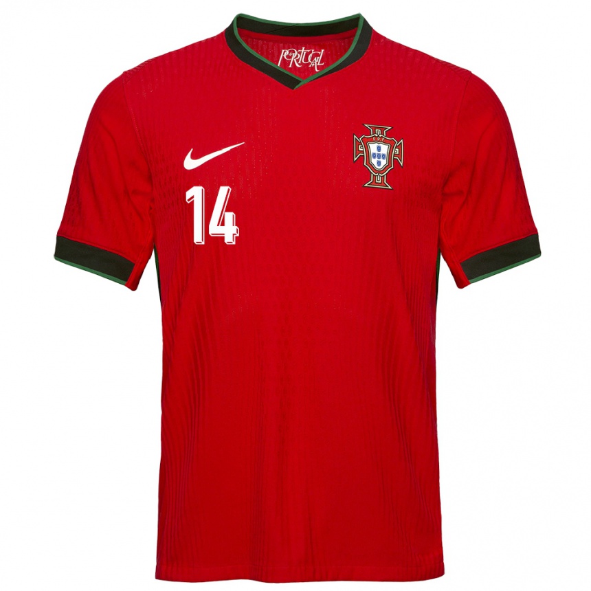 Herren Fußball Portugal Guilherme Gaspar #14 Rot Heimtrikot Trikot 24-26 T-Shirt Luxemburg