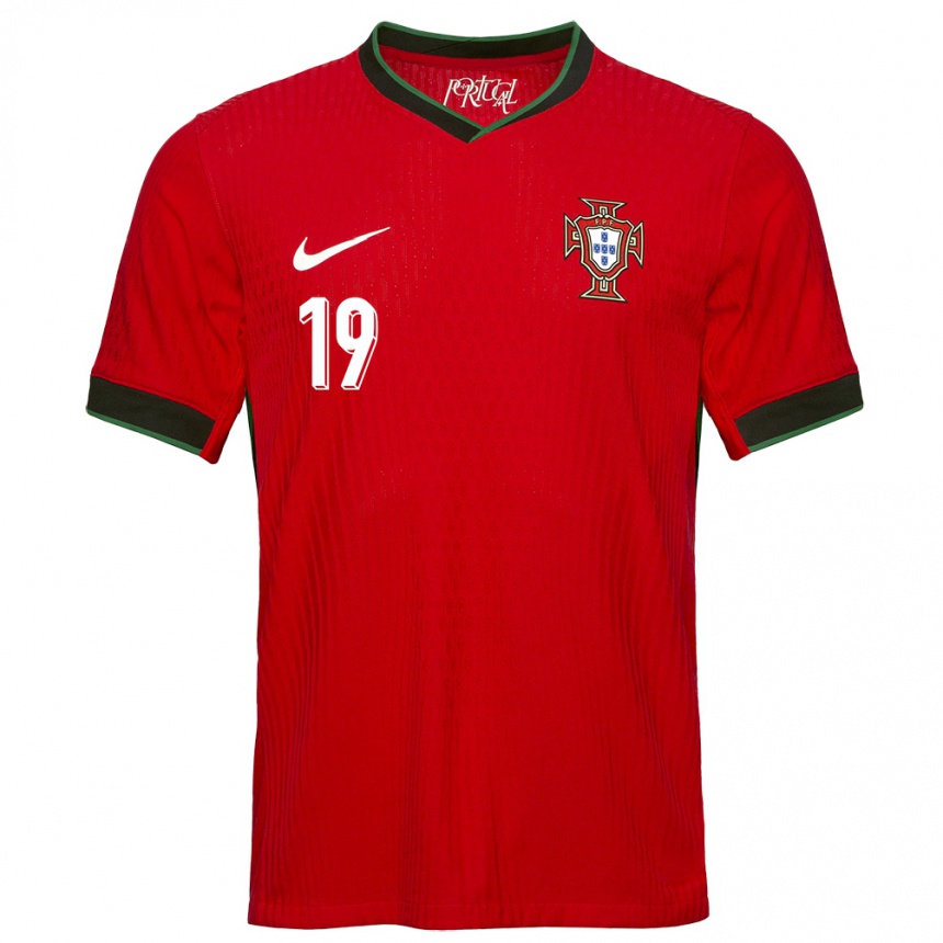 Herren Fußball Portugal Nuno Mendes #19 Rot Heimtrikot Trikot 24-26 T-Shirt Luxemburg