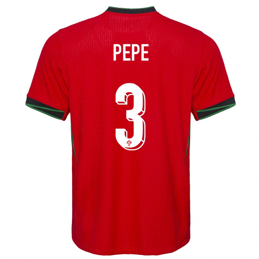 Herren Fußball Portugal Pepe #3 Rot Heimtrikot Trikot 24-26 T-Shirt Luxemburg