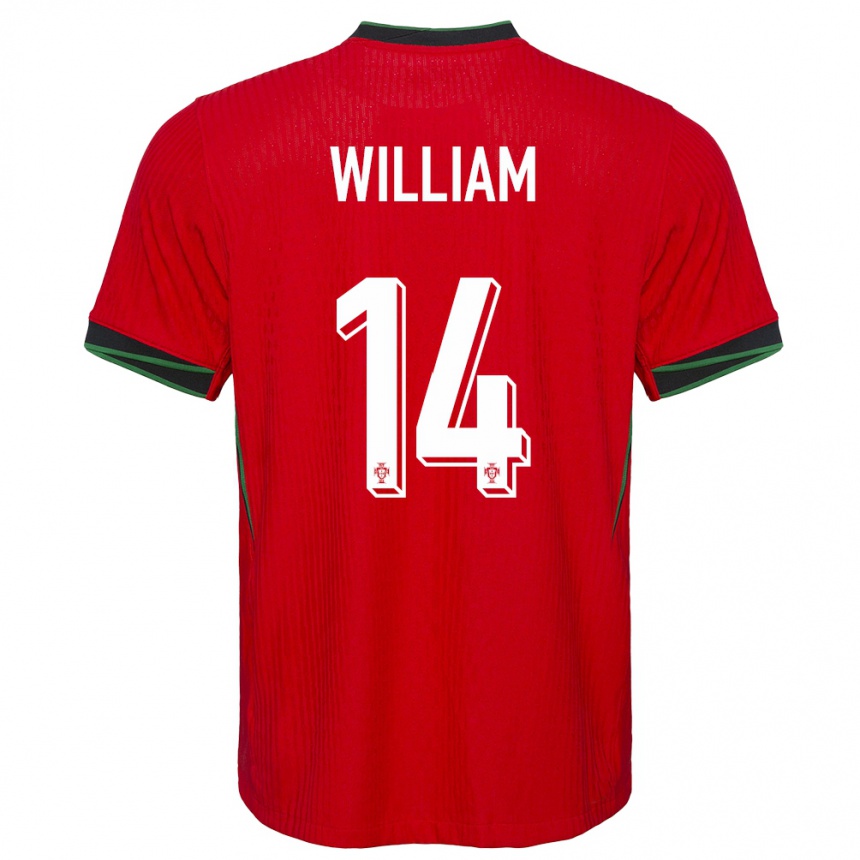 Herren Fußball Portugal William Carvalho #14 Rot Heimtrikot Trikot 24-26 T-Shirt Luxemburg