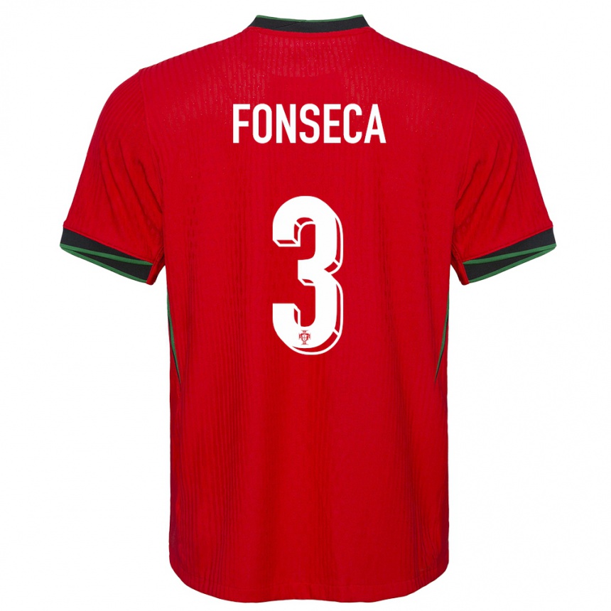 Herren Fußball Portugal Joao Fonseca #3 Rot Heimtrikot Trikot 24-26 T-Shirt Luxemburg