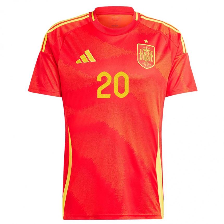 Herren Fußball Spanien Nuria Rabano #20 Rot Heimtrikot Trikot 24-26 T-Shirt Luxemburg