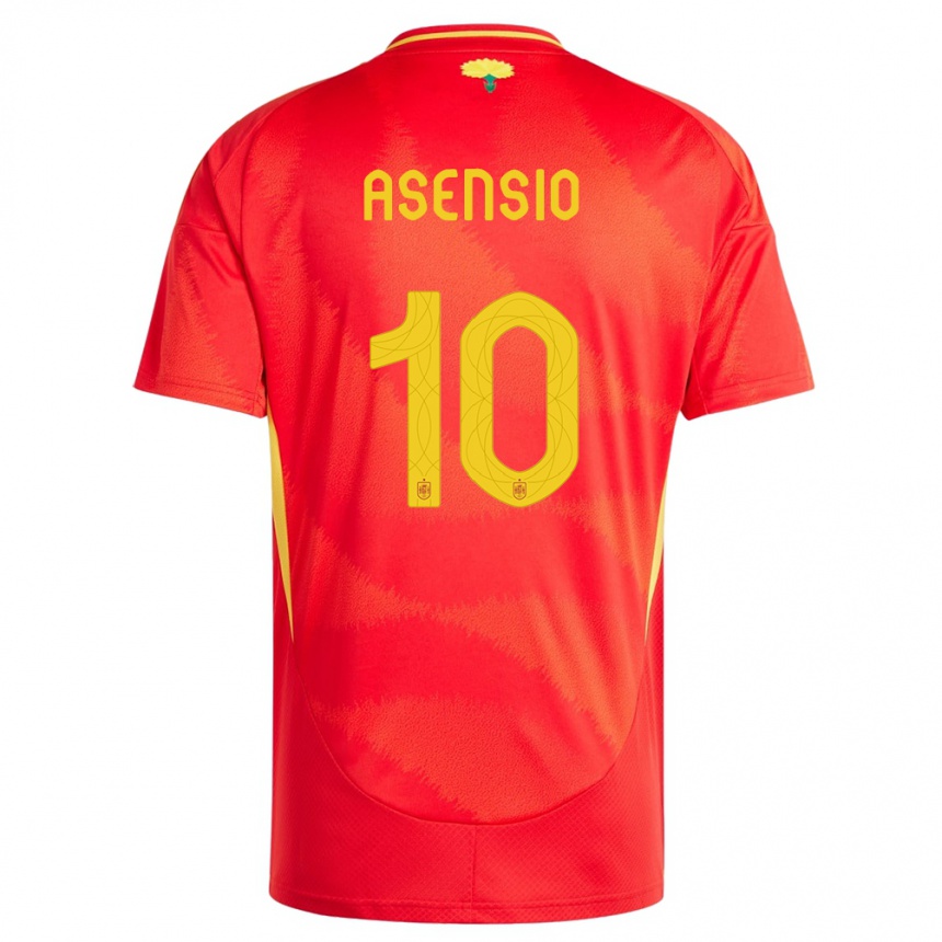Herren Fußball Spanien Marco Asensio #10 Rot Heimtrikot Trikot 24-26 T-Shirt Luxemburg