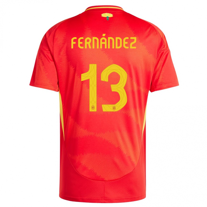 Herren Fußball Spanien Cesar Fernandez #13 Rot Heimtrikot Trikot 24-26 T-Shirt Luxemburg