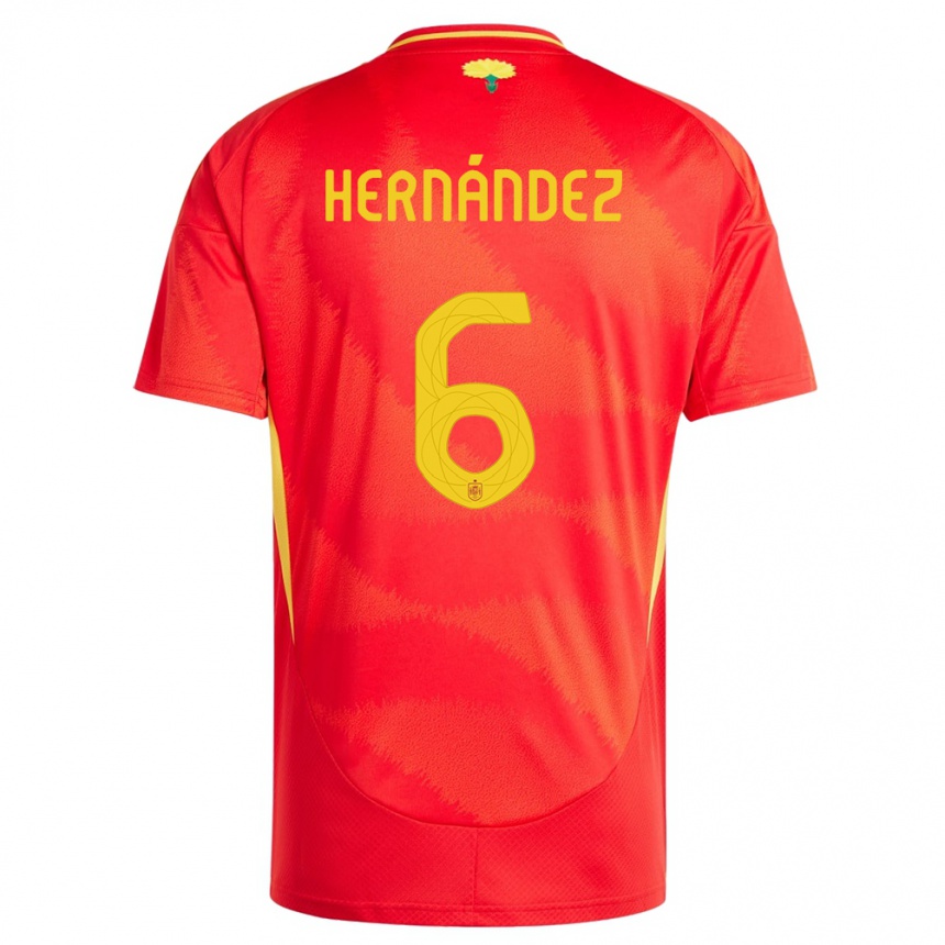 Herren Fußball Spanien Gerard Hernandez #6 Rot Heimtrikot Trikot 24-26 T-Shirt Luxemburg