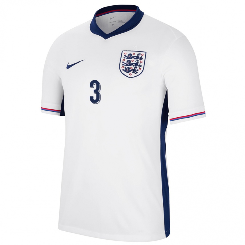 Herren Fußball England Luke Shaw #3 Weiß Heimtrikot Trikot 24-26 T-Shirt Luxemburg