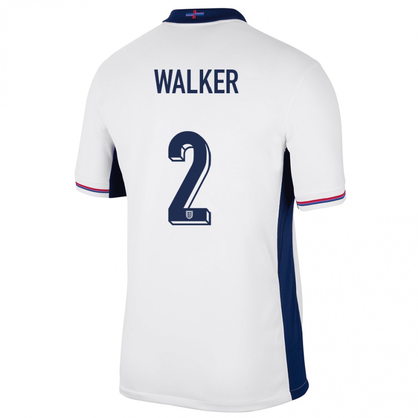 Herren Fußball England Kyle Walker #2 Weiß Heimtrikot Trikot 24-26 T-Shirt Luxemburg