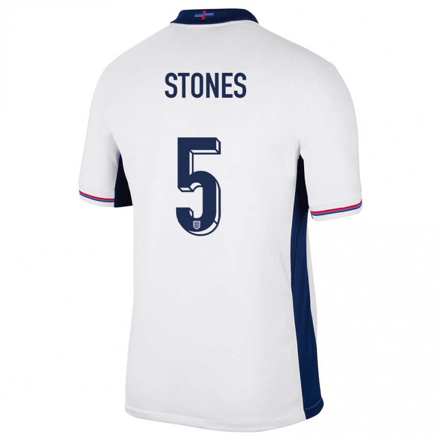 Herren Fußball England John Stones #5 Weiß Heimtrikot Trikot 24-26 T-Shirt Luxemburg