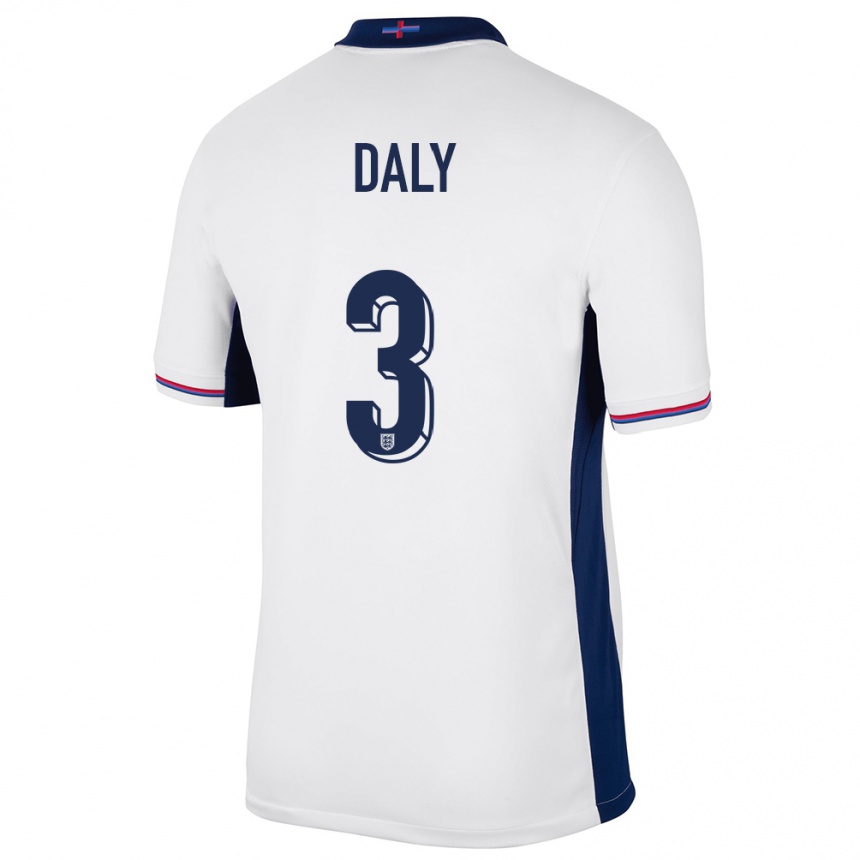 Herren Fußball England Rachel Daly #3 Weiß Heimtrikot Trikot 24-26 T-Shirt Luxemburg