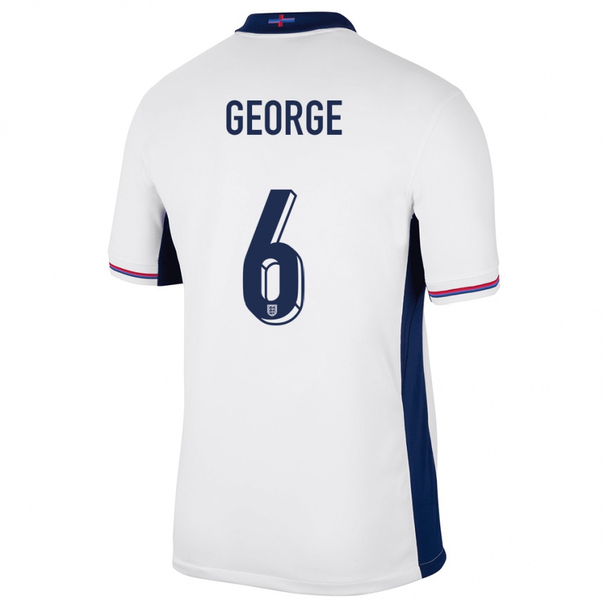 Herren Fußball England Gabby George #6 Weiß Heimtrikot Trikot 24-26 T-Shirt Luxemburg