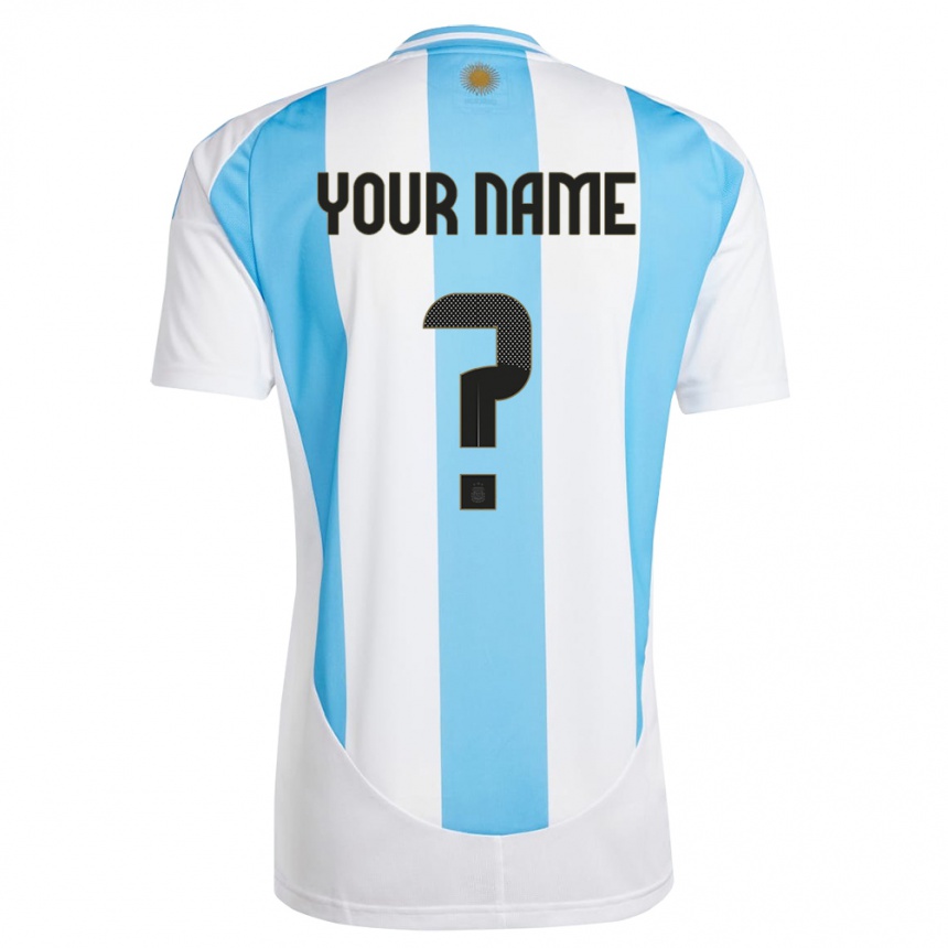 Herren Fußball Argentinien Ihren Namen #0 Weiß Blau Heimtrikot Trikot 24-26 T-Shirt Luxemburg