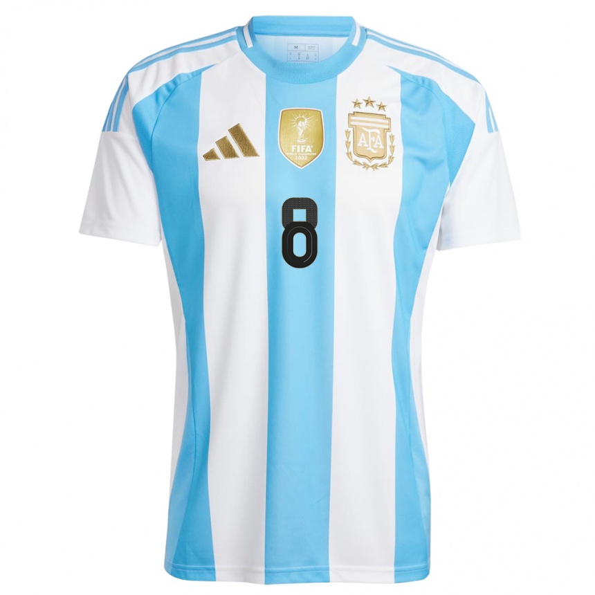 Herren Fußball Argentinien Santiago Colombatto #8 Weiß Blau Heimtrikot Trikot 24-26 T-Shirt Luxemburg