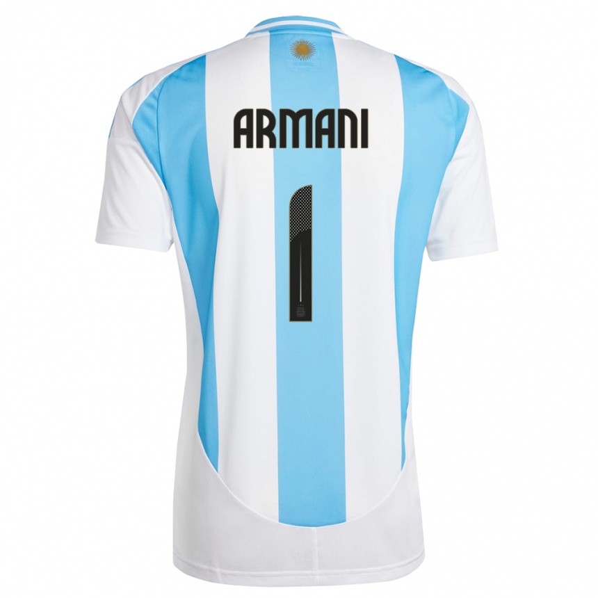 Herren Fußball Argentinien Franco Armani #1 Weiß Blau Heimtrikot Trikot 24-26 T-Shirt Luxemburg