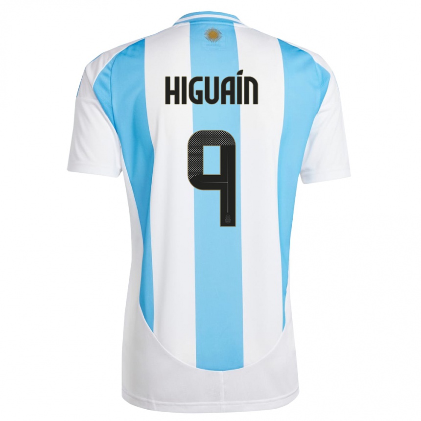 Herren Fußball Argentinien Gonzalo Higuain #9 Weiß Blau Heimtrikot Trikot 24-26 T-Shirt Luxemburg