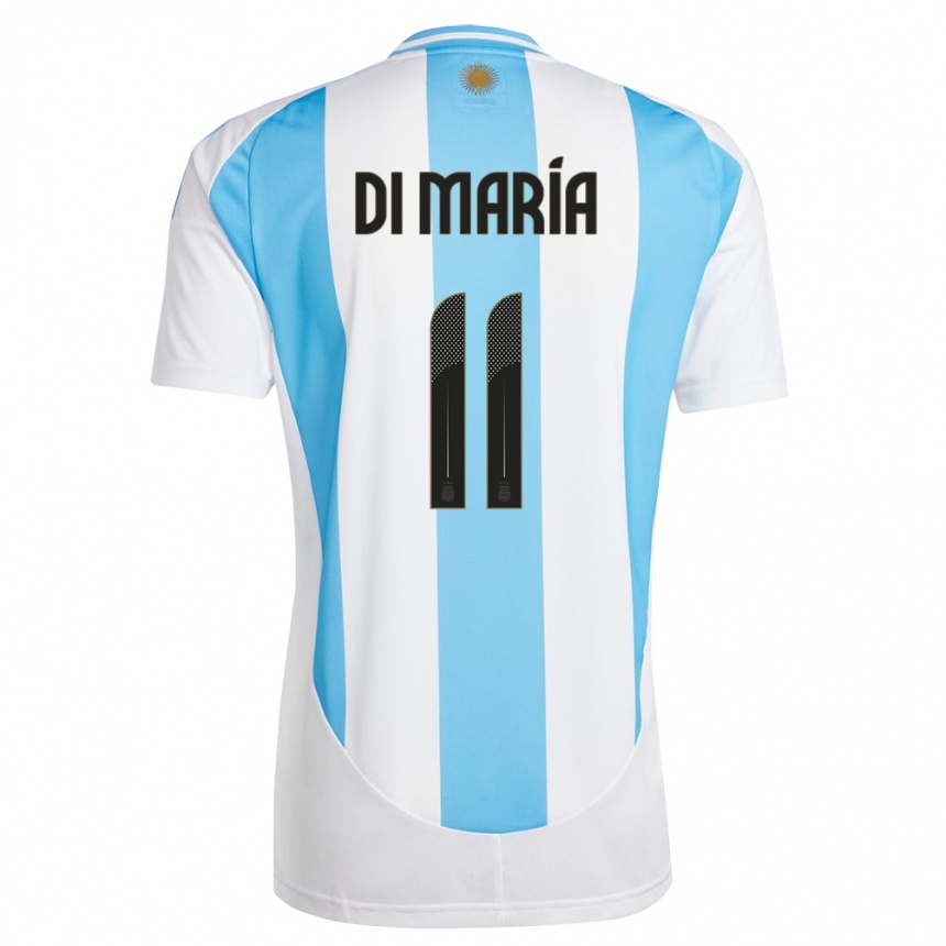 Herren Fußball Argentinien Angel Di Maria #11 Weiß Blau Heimtrikot Trikot 24-26 T-Shirt Luxemburg