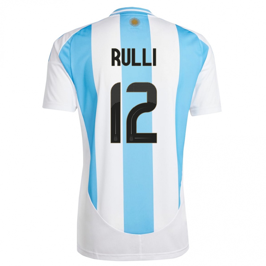 Herren Fußball Argentinien Geronimo Rulli #12 Weiß Blau Heimtrikot Trikot 24-26 T-Shirt Luxemburg
