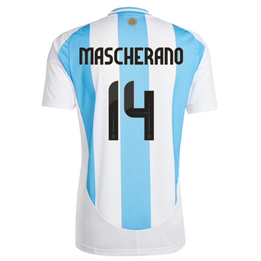 Herren Fußball Argentinien Javier Mascherano #14 Weiß Blau Heimtrikot Trikot 24-26 T-Shirt Luxemburg