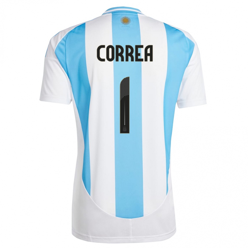 Herren Fußball Argentinien Vanina Correa #1 Weiß Blau Heimtrikot Trikot 24-26 T-Shirt Luxemburg