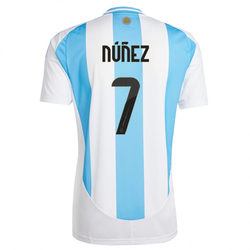 Herren Fußball Argentinien Romina Nunez #7 Weiß Blau Heimtrikot Trikot 24-26 T-Shirt Luxemburg