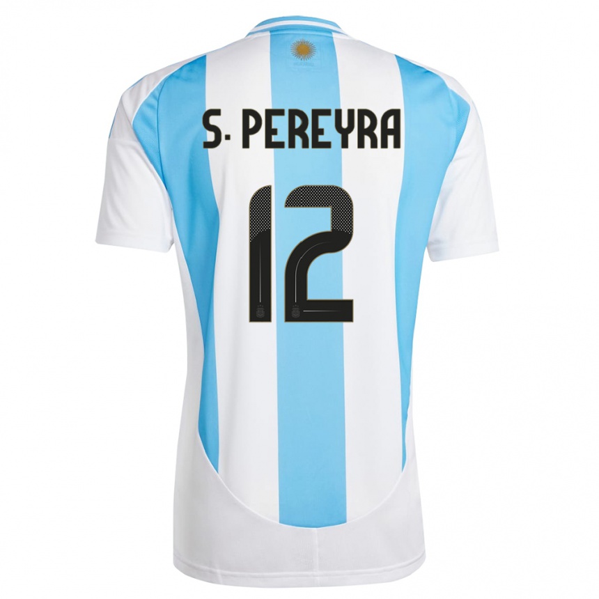 Herren Fußball Argentinien Solana Pereyra #12 Weiß Blau Heimtrikot Trikot 24-26 T-Shirt Luxemburg