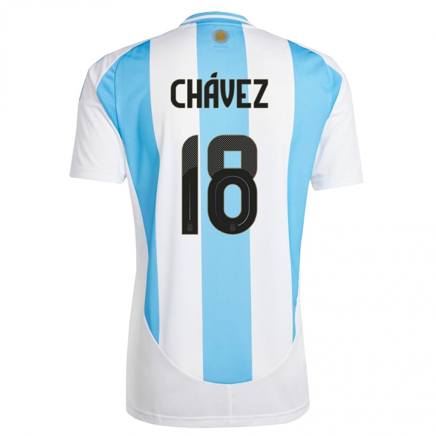 Herren Fußball Argentinien Gabriela Chavez #18 Weiß Blau Heimtrikot Trikot 24-26 T-Shirt Luxemburg