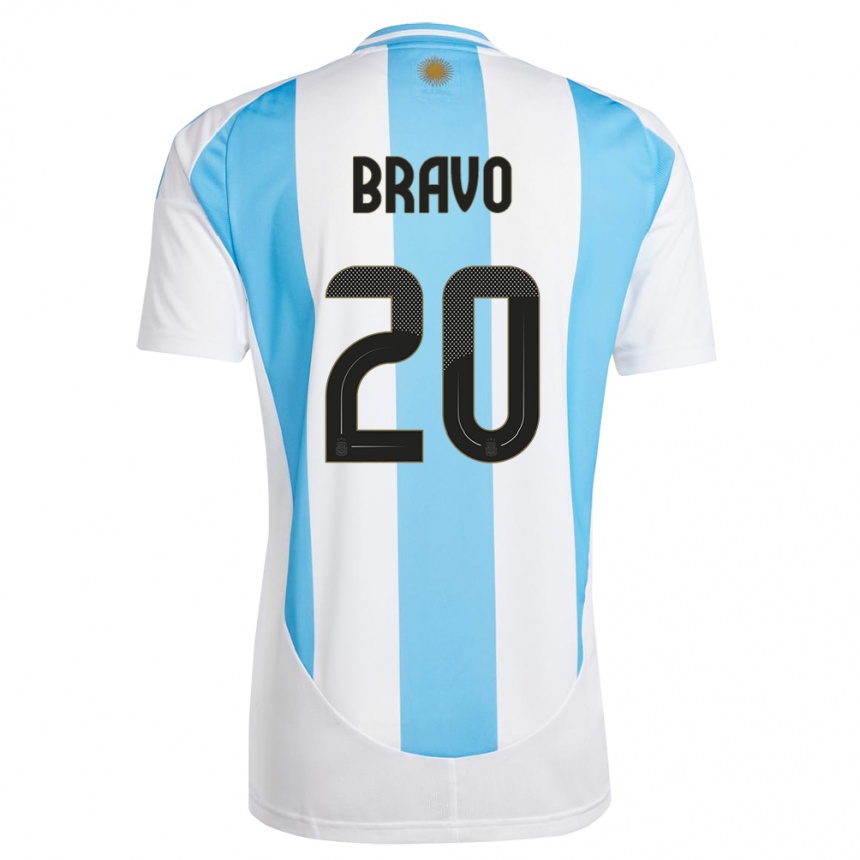 Herren Fußball Argentinien Ruth Bravo #20 Weiß Blau Heimtrikot Trikot 24-26 T-Shirt Luxemburg