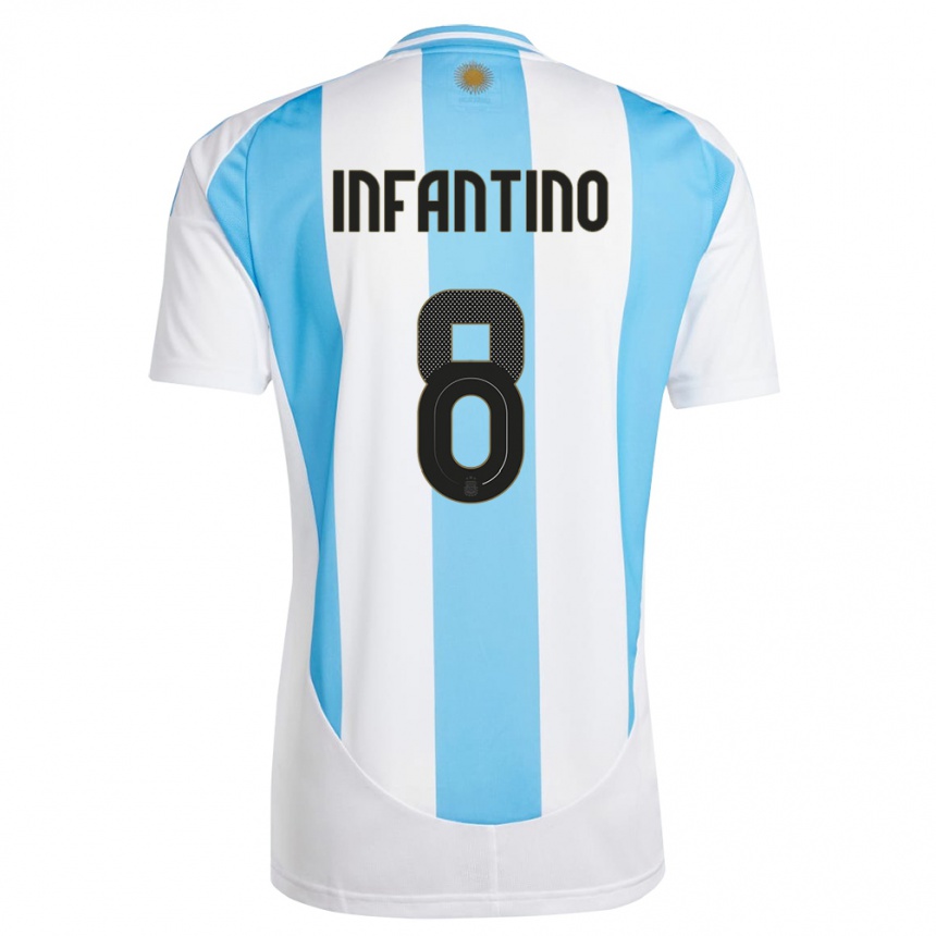 Herren Fußball Argentinien Gino Infantino #8 Weiß Blau Heimtrikot Trikot 24-26 T-Shirt Luxemburg