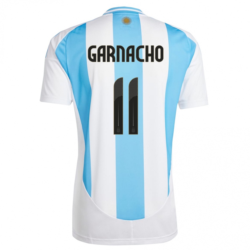 Herren Fußball Argentinien Alejandro Garnacho #11 Weiß Blau Heimtrikot Trikot 24-26 T-Shirt Luxemburg