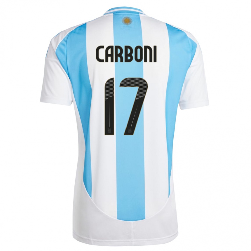Herren Fußball Argentinien Valentin Carboni #17 Weiß Blau Heimtrikot Trikot 24-26 T-Shirt Luxemburg