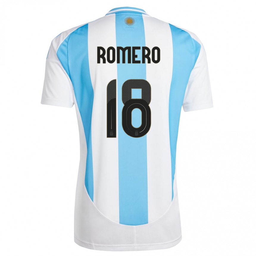 Herren Fußball Argentinien Luka Romero #18 Weiß Blau Heimtrikot Trikot 24-26 T-Shirt Luxemburg