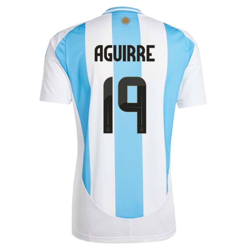 Herren Fußball Argentinien Brian Aguirre #19 Weiß Blau Heimtrikot Trikot 24-26 T-Shirt Luxemburg