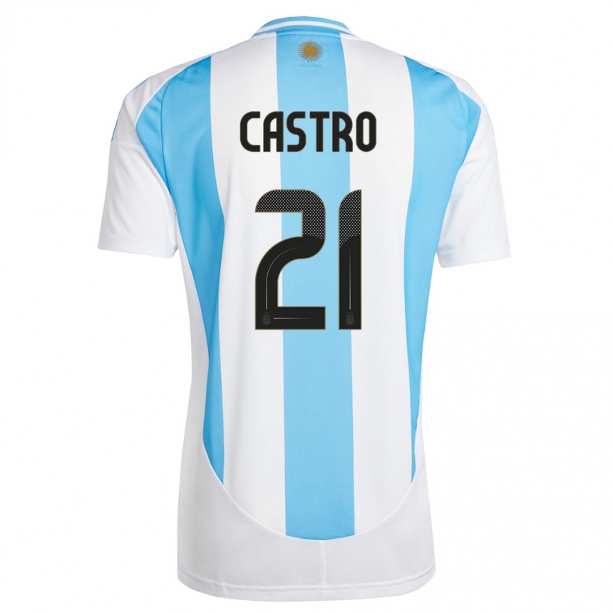 Herren Fußball Argentinien Santiago Castro #21 Weiß Blau Heimtrikot Trikot 24-26 T-Shirt Luxemburg